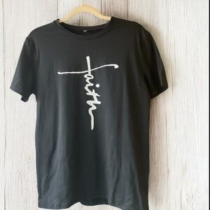 SHEIN Black Faith Graphic Tee